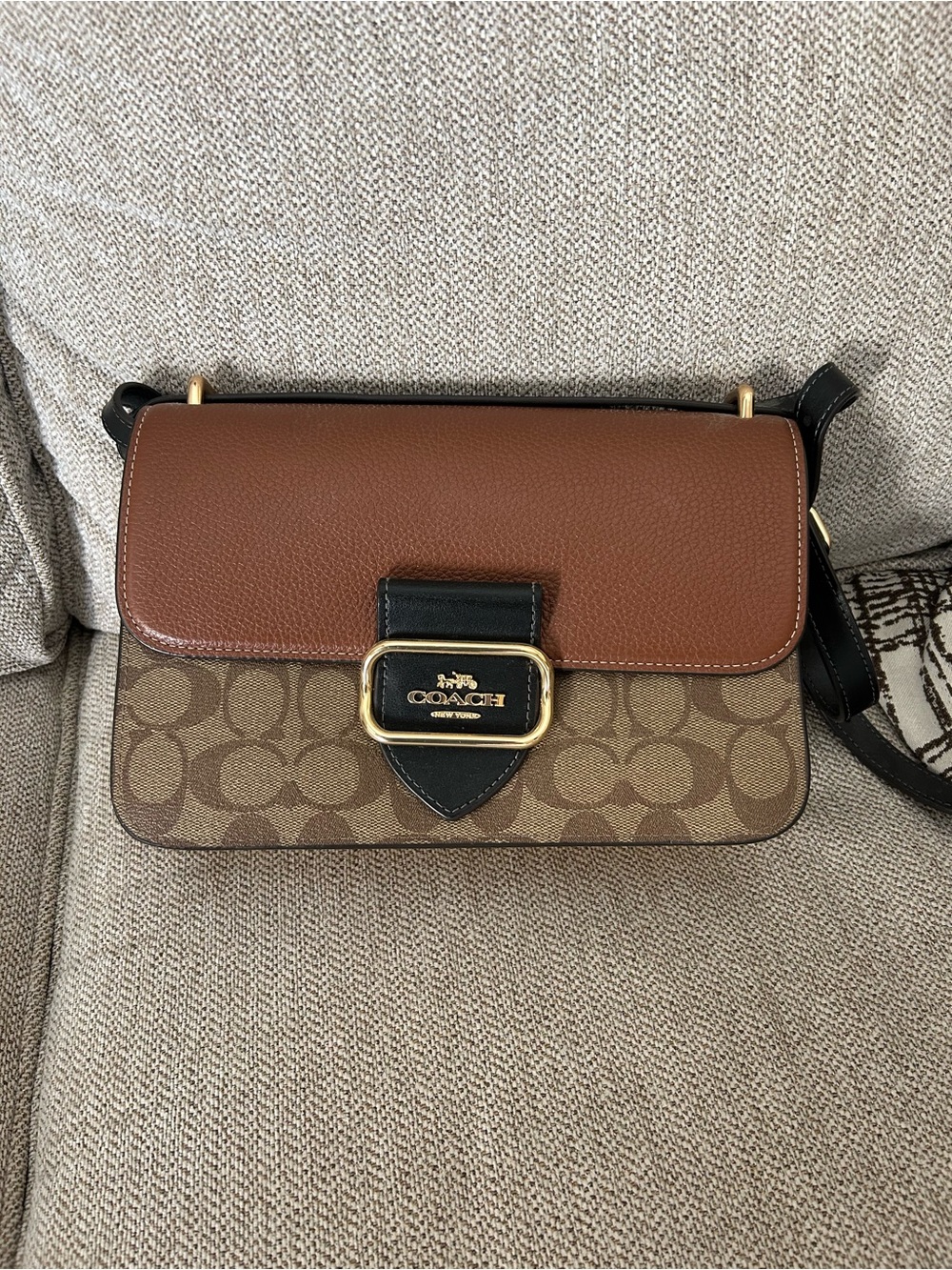 Coach Brown and Black Signature Canvas Crossbody